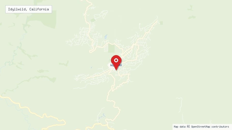Street map of Idyllwild, California with location pin