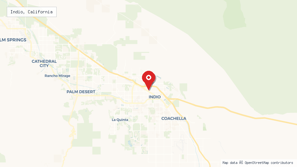 Street map of Indio, California with location pin