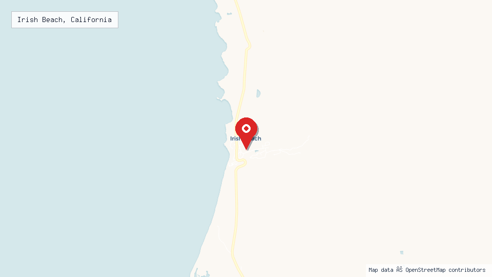 Street map of Irish Beach, California with location pin
