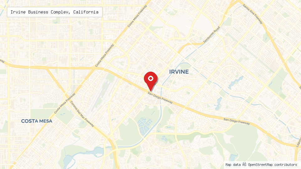 Street map of Irvine Business Complex, California with location pin