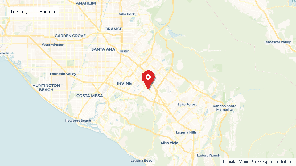 Street map of Irvine, California with location pin