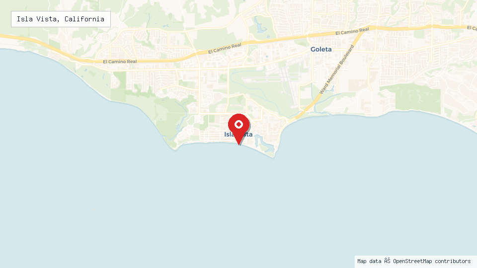 Street map of Isla Vista, California with location pin
