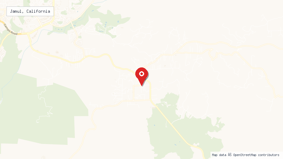 Street map of Jamul, California with location pin