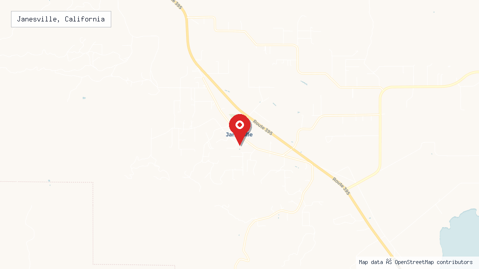 Street map of Janesville, California with location pin