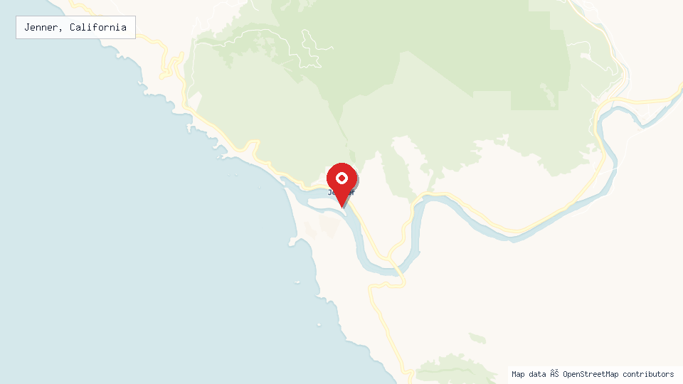 Street map of Jenner, California with location pin