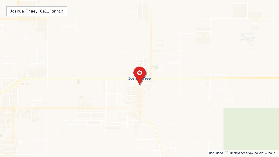 Street map of Joshua Tree, California with location pin