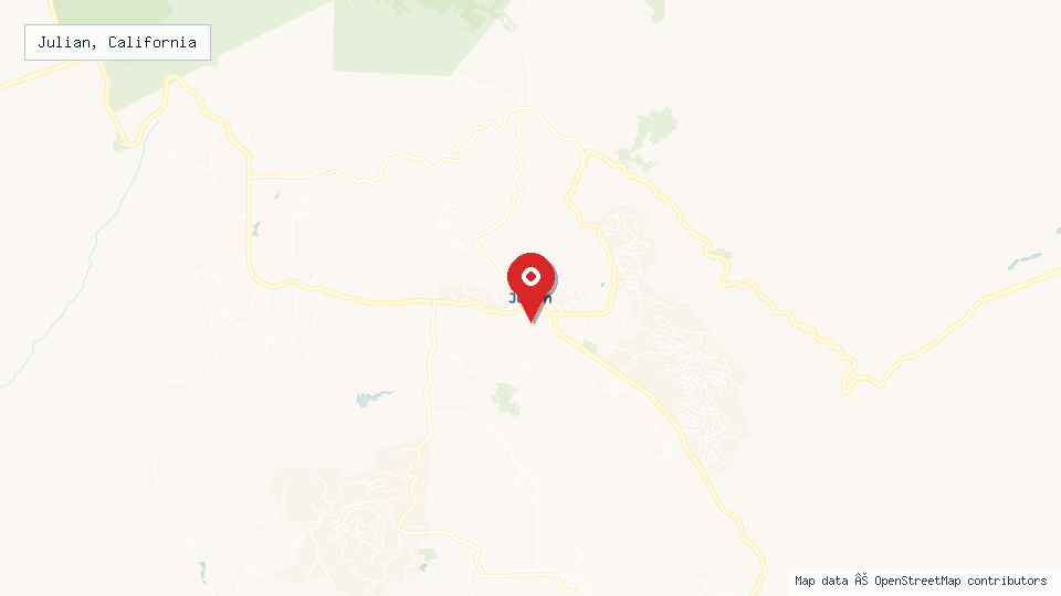 Street map of Julian, California with location pin