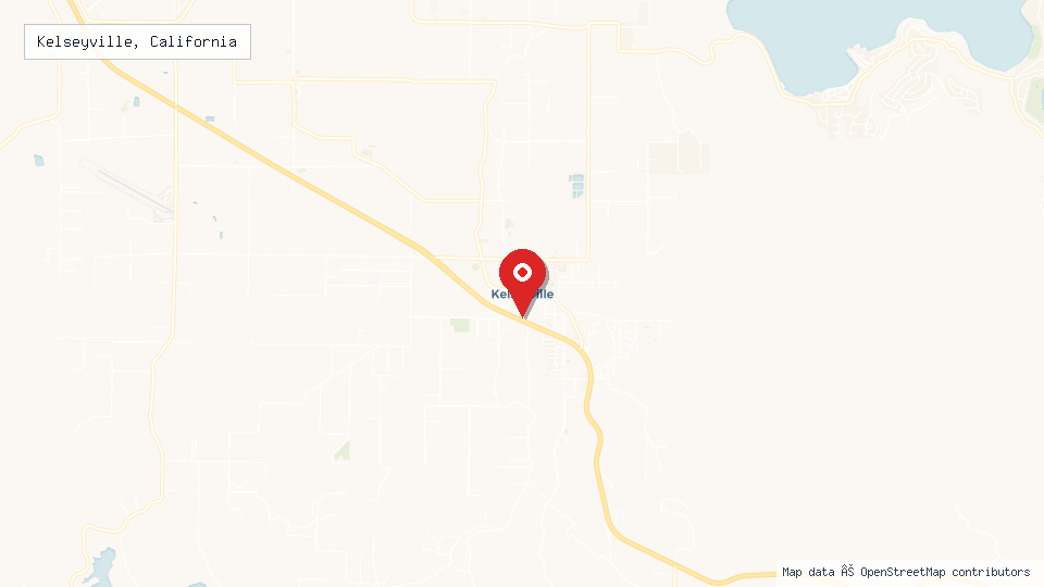 Street map of Kelseyville, California with location pin