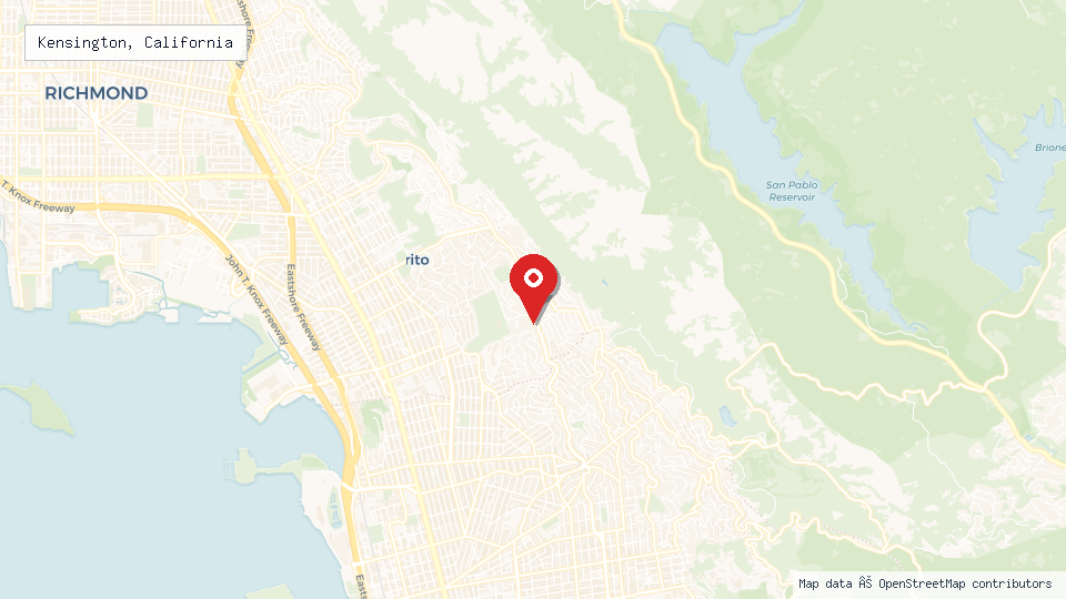 Street map of Kensington, California with location pin