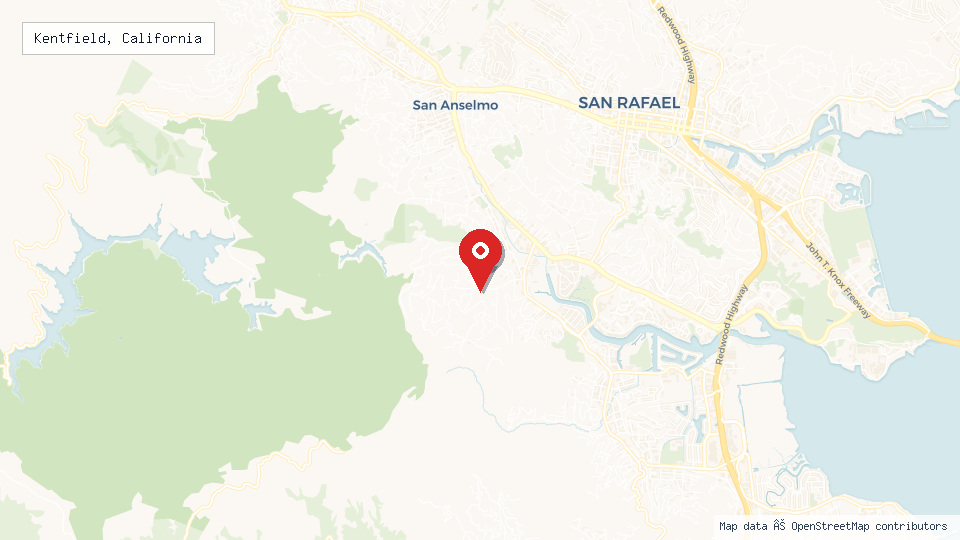Street map of Kentfield, California with location pin