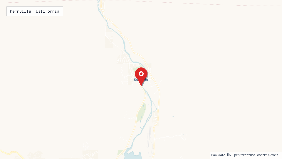 Street map of Kernville, California with location pin