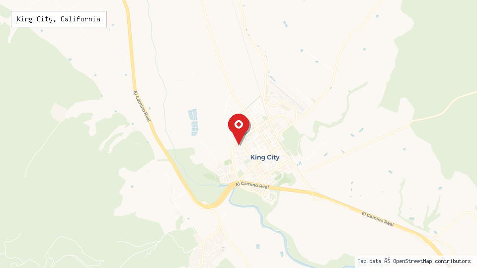Street map of King City, California with location pin