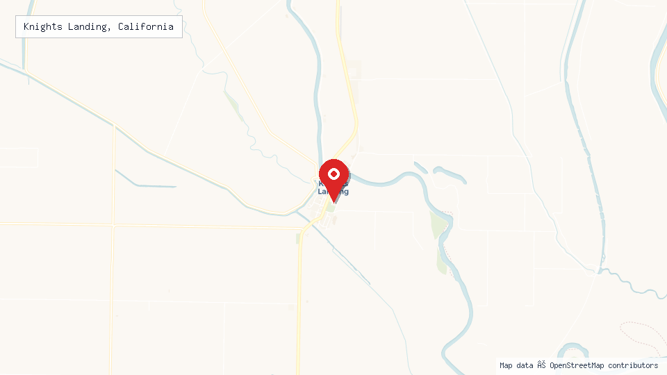 Street map of Knights Landing, California with location pin