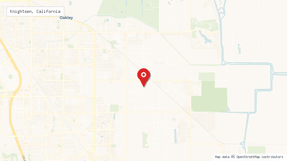 Street map of Knightsen, California with location pin