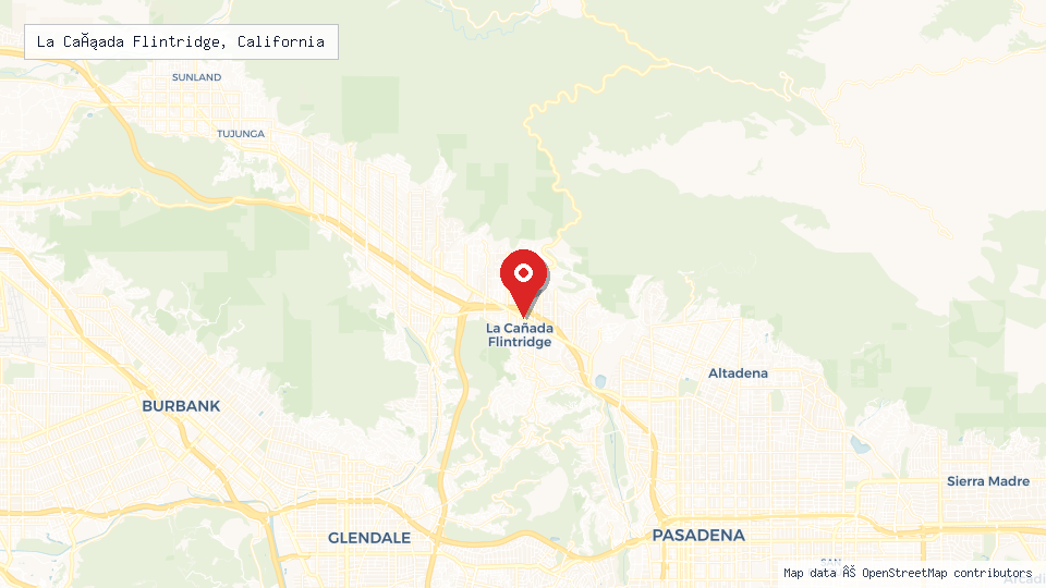 Street map of La Cañada Flintridge, California with location pin