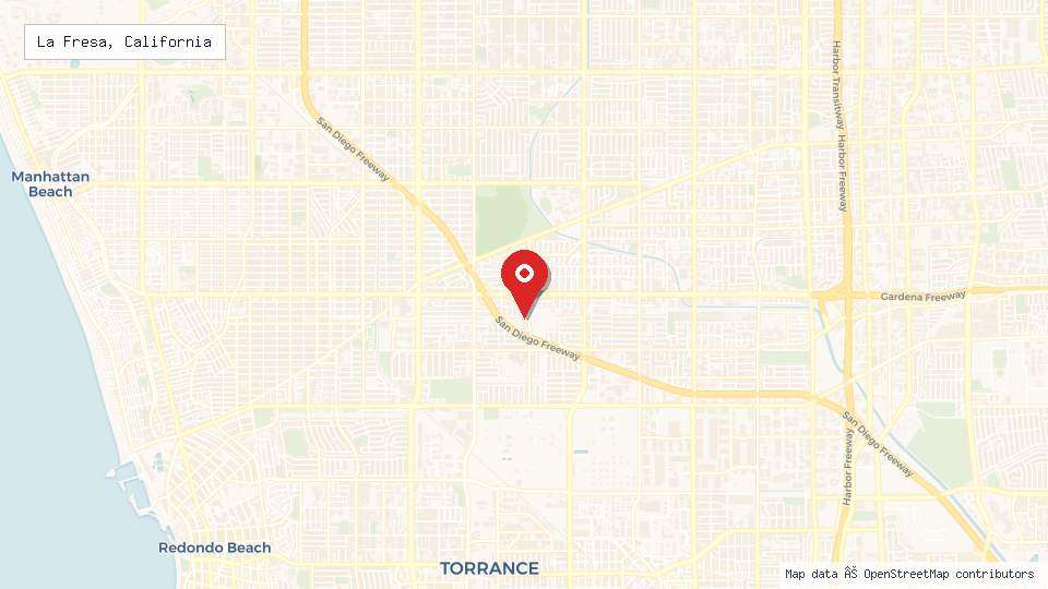 Street map of La Fresa, California with location pin