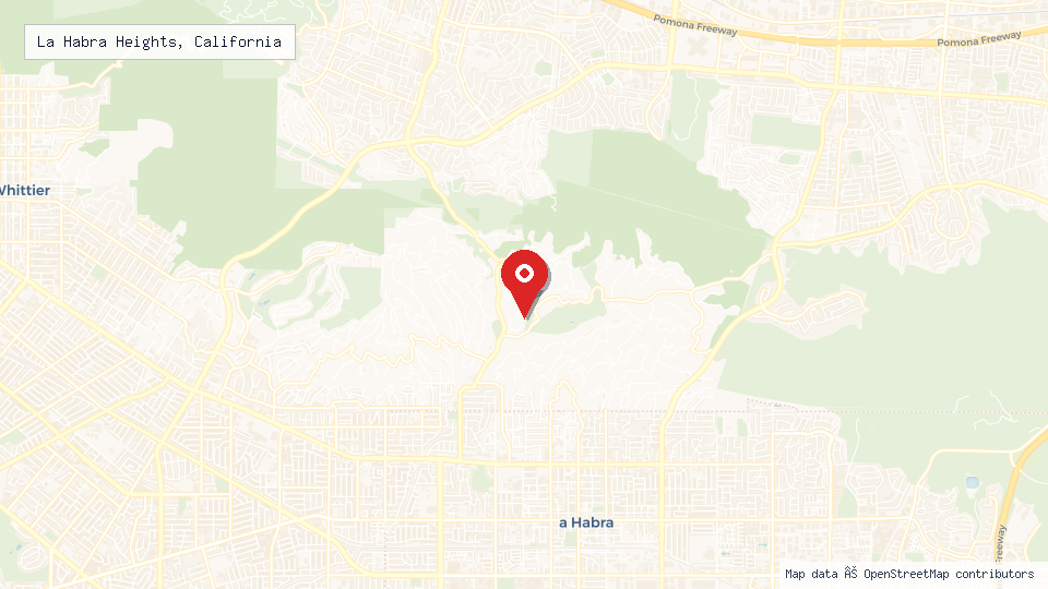 Street map of La Habra Heights, California with location pin
