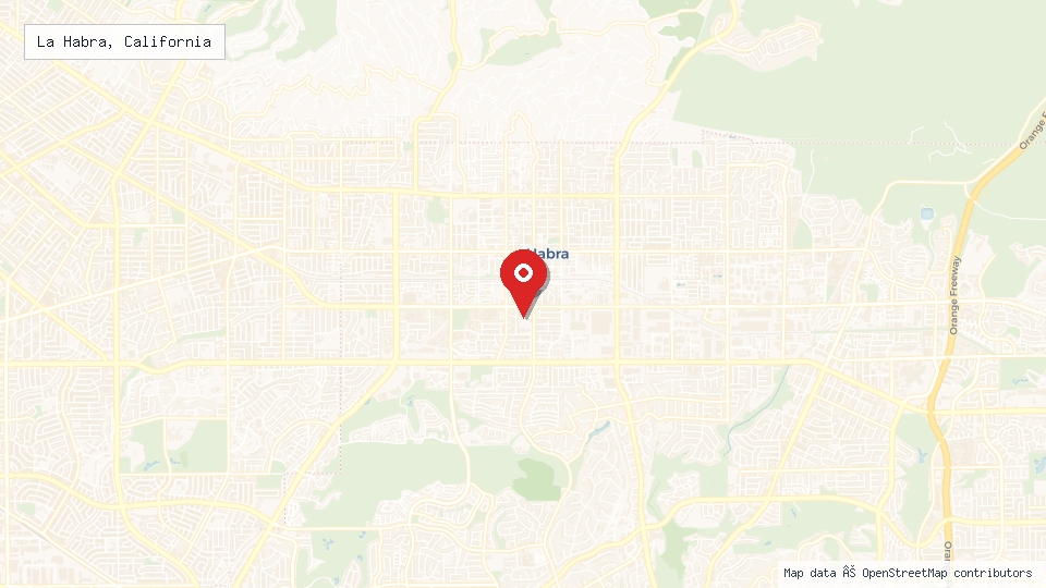 Street map of La Habra, California with location pin