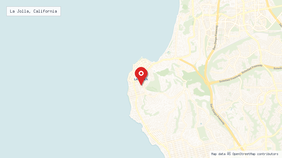 Street map of La Jolla, California with location pin