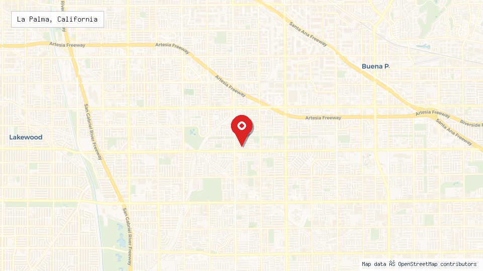 Street map of La Palma, California with location pin