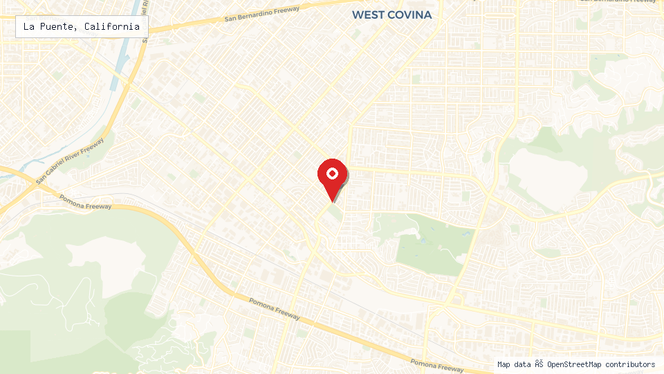Street map of La Puente, California with location pin