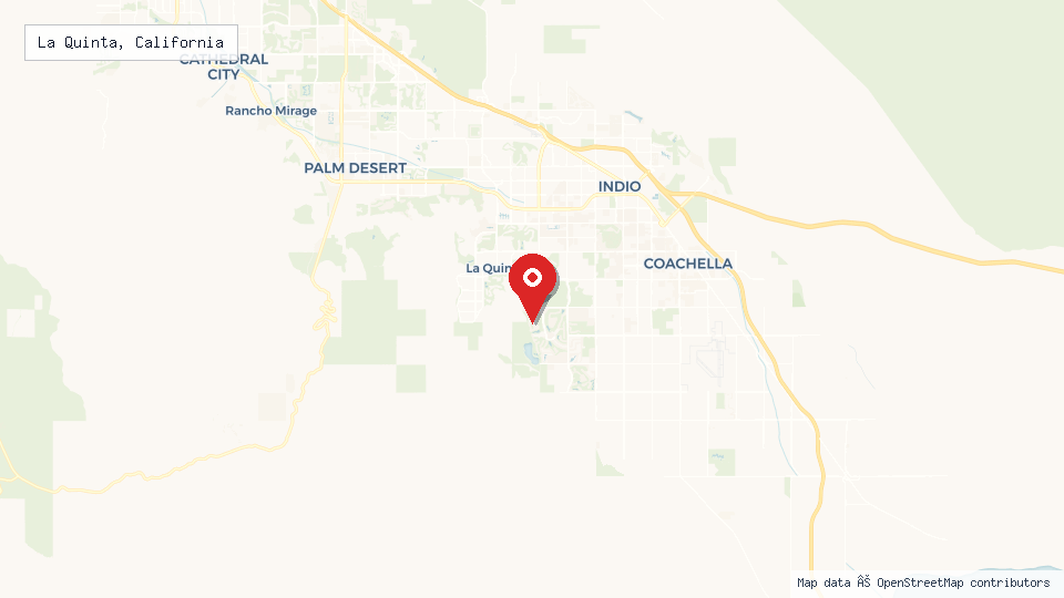 Street map of La Quinta, California with location pin