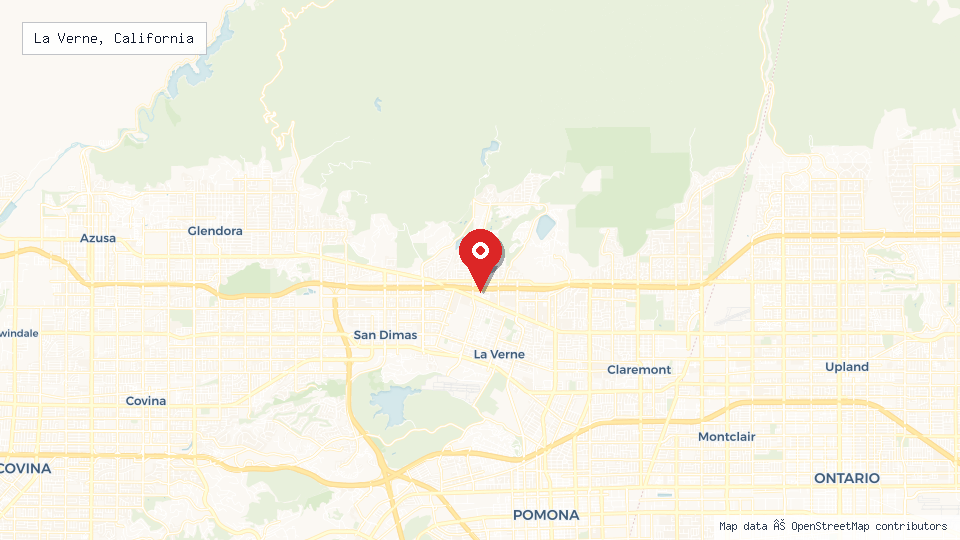 Street map of La Verne, California with location pin