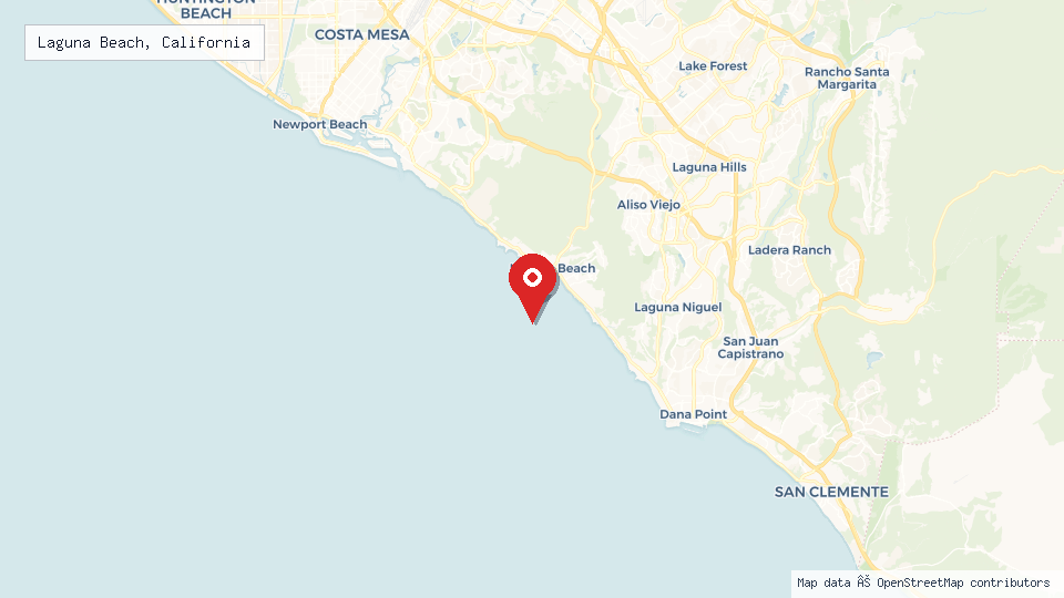 Street map of Laguna Beach, California with location pin