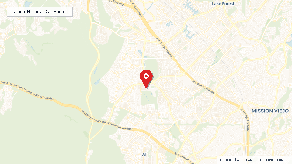 Street map of Laguna Woods, California with location pin