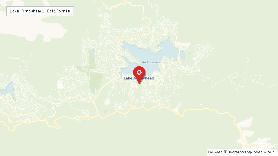 Street map of Lake Arrowhead, California with location pin