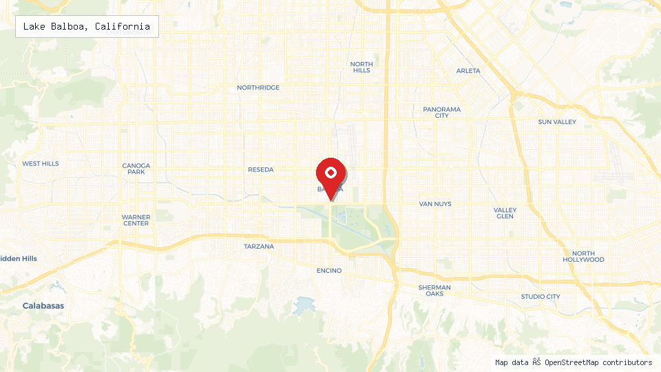 Street map of Lake Balboa, California with location pin