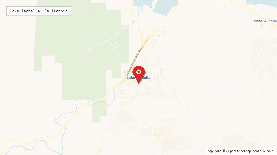 Street map of Lake Isabella, California with location pin