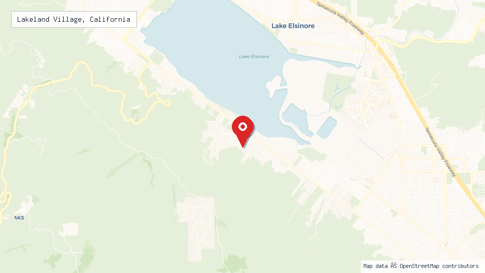 Street map of Lakeland Village, California with location pin