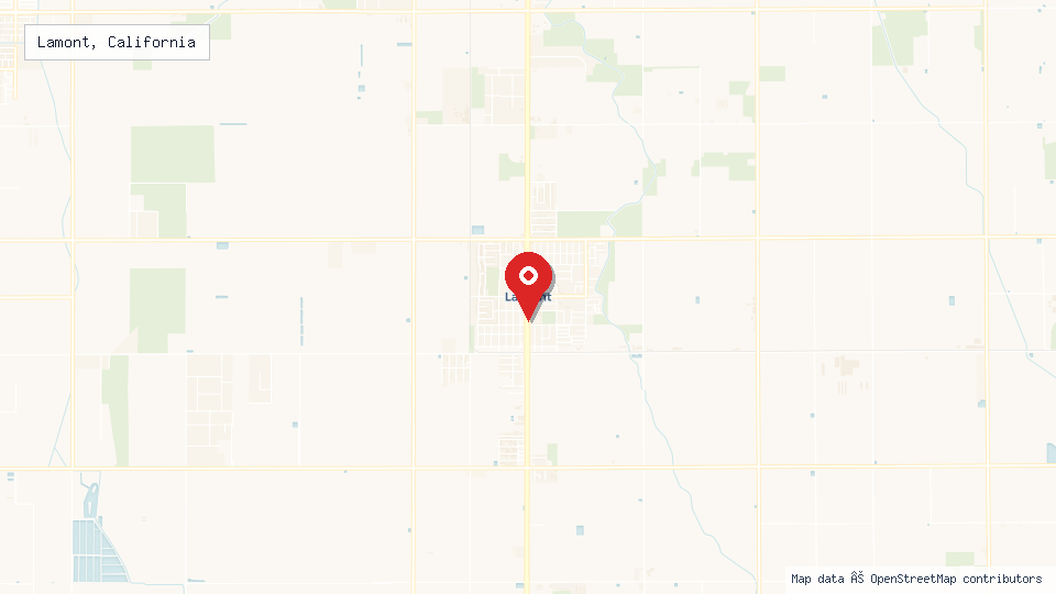 Street map of Lamont, California with location pin