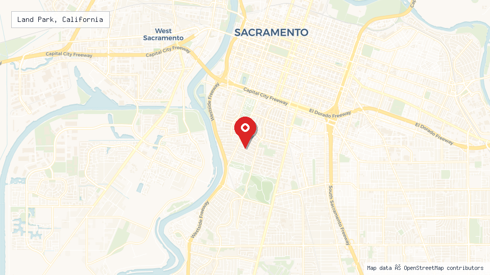 Street map of Land Park, California with location pin