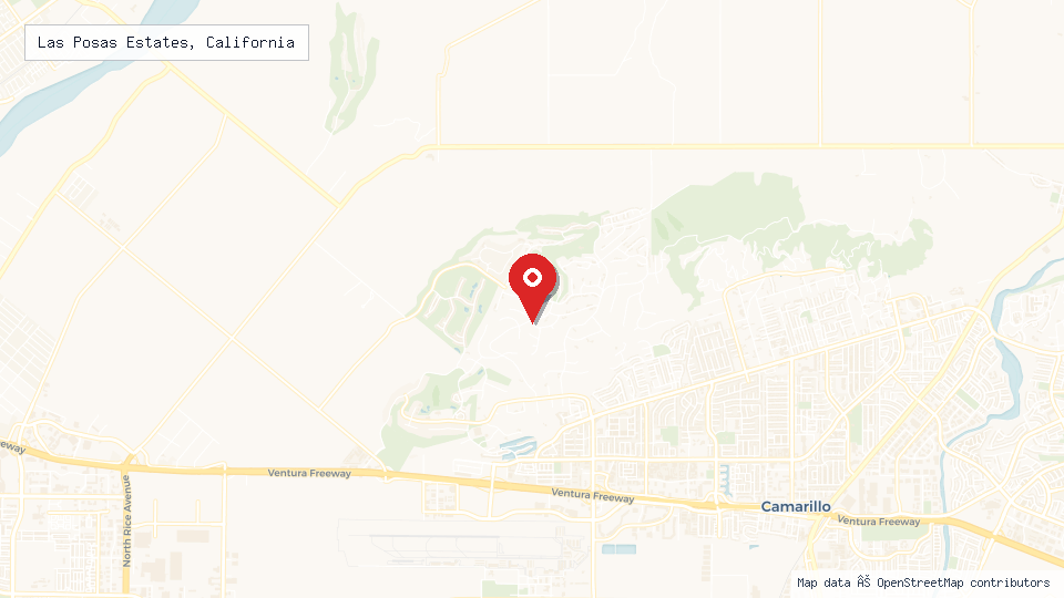 Street map of Las Posas Estates, California with location pin
