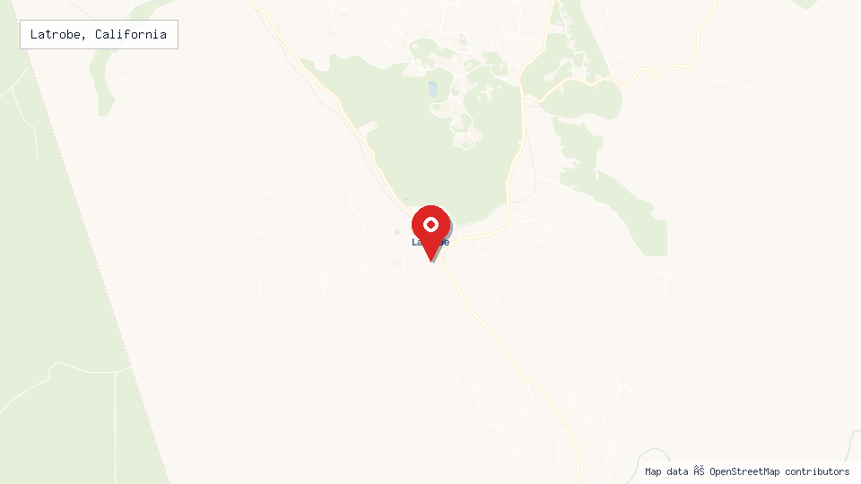 Street map of Latrobe, California with location pin