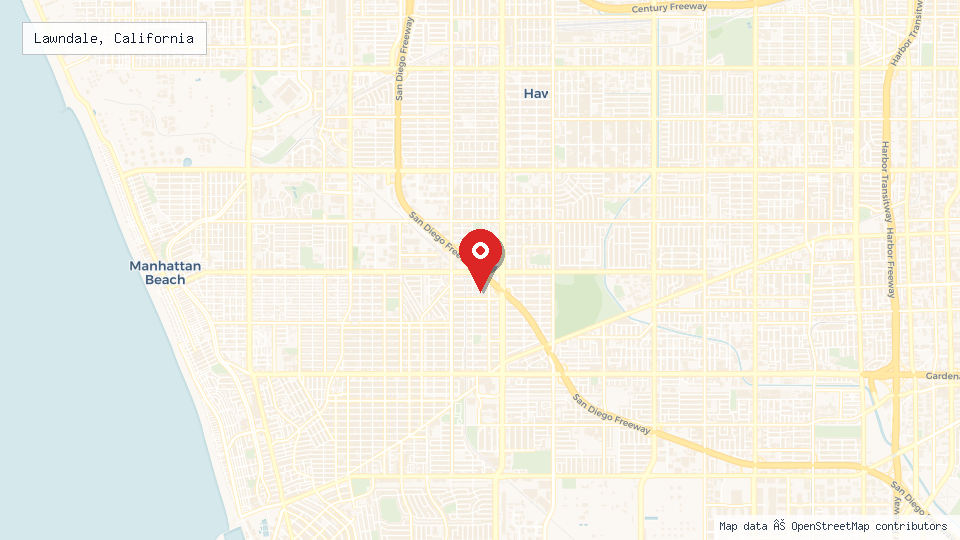 Street map of Lawndale, California with location pin