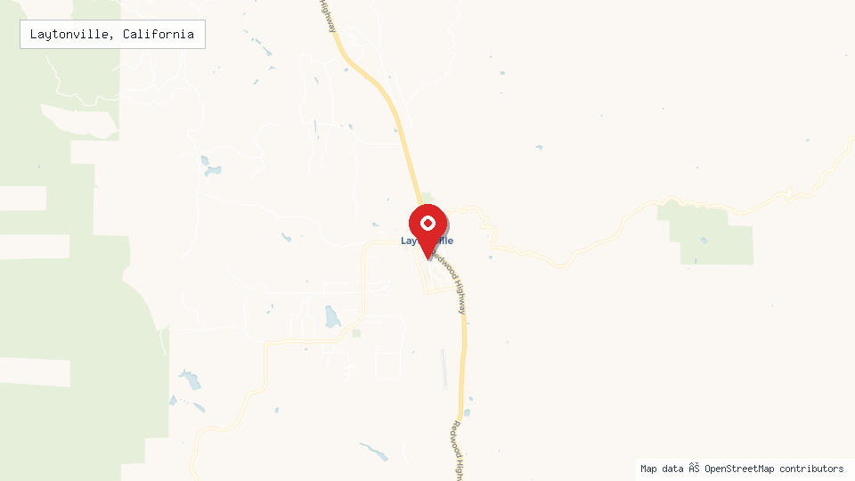 Street map of Laytonville, California with location pin