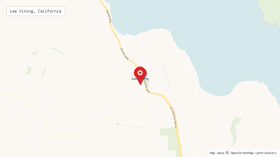 Street map of Lee Vining, California with location pin