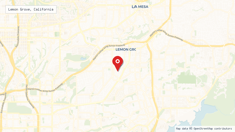 Street map of Lemon Grove, California with location pin
