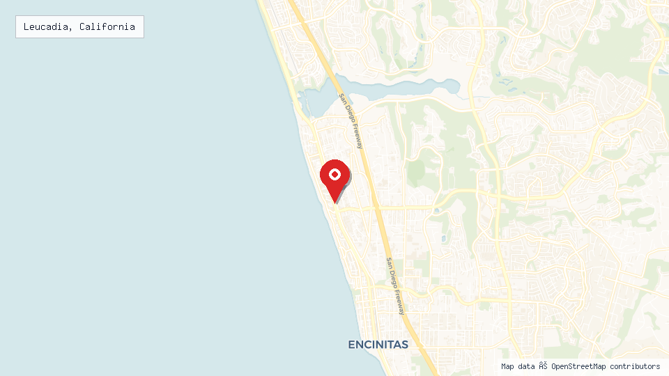 Street map of Leucadia, California with location pin