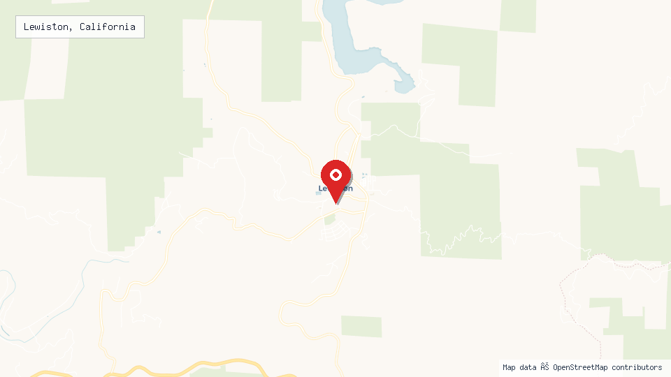 Street map of Lewiston, California with location pin