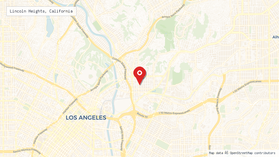 Street map of Lincoln Heights, California with location pin