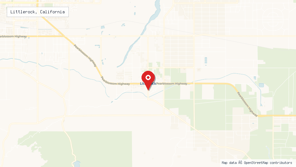 Street map of Littlerock, California with location pin