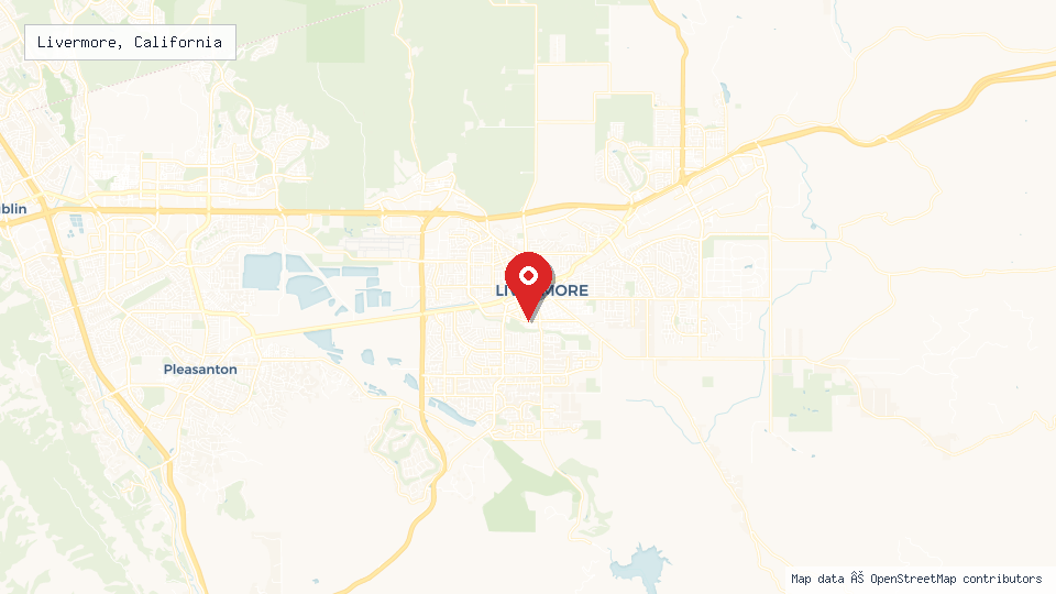 Street map of Livermore, California with location pin