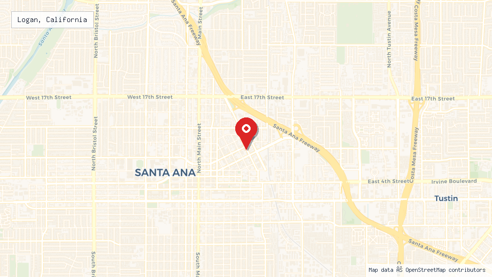 Street map of Logan, California with location pin