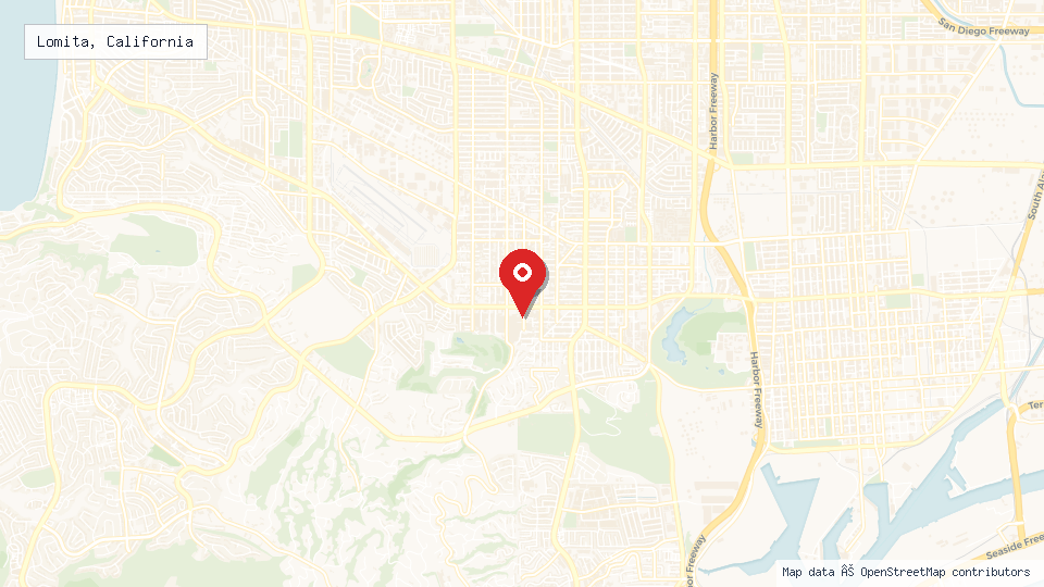 Street map of Lomita, California with location pin