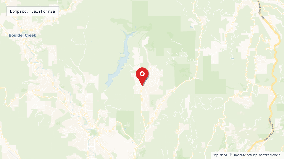 Street map of Lompico, California with location pin