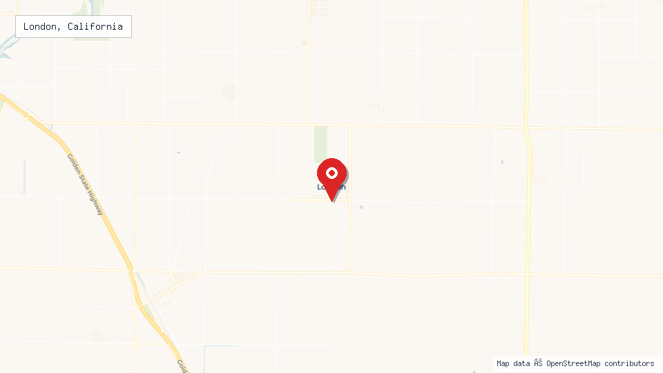 Street map of London, California with location pin